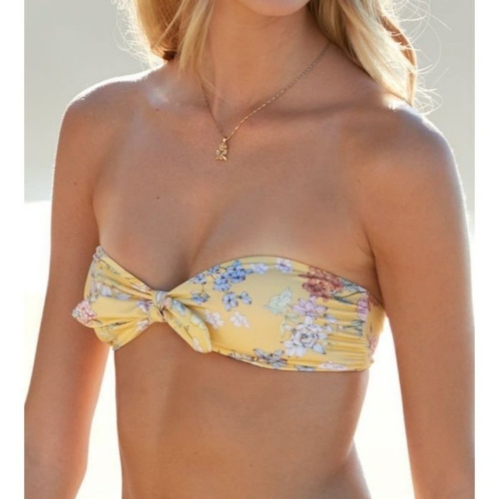 Pacsun L.A. Hearts Strapless Bikini Top Yellow Floral Size Small